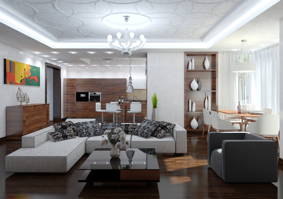 Гостиная в современном стиле на ул.Мосфильмовская