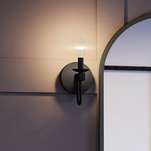 Luxury Cottagecore Wall Sconce, Black, UEX2270 Transitional