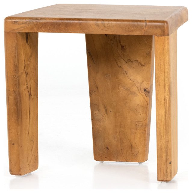 Sansa Outdoor Accent StoolNatural Teak Transitional Accent And