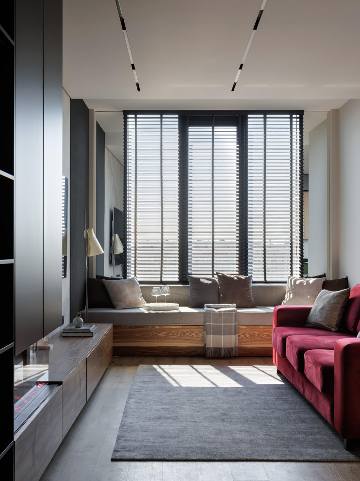 Современная квартира с бордовыми акцентами в ЖК "Притяжение" - 146 м2