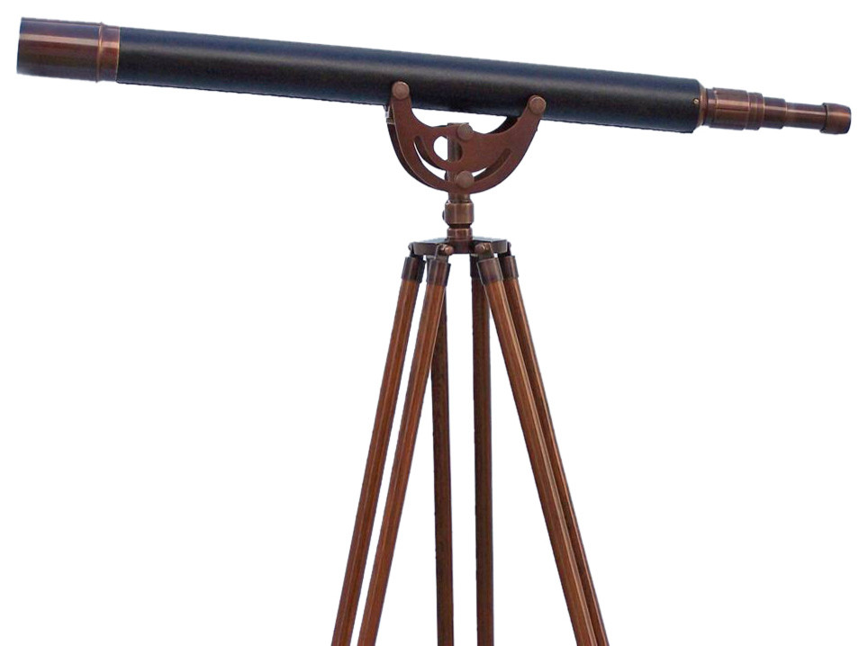 Floor Standing Antique Copper With Leather Anchormaster Telescope 65