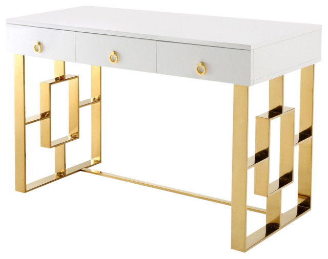 Audrey Lacquer Desk, White