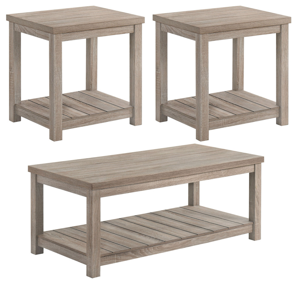 Bairn 3-piece Occasional Set With Open Shelves Greige