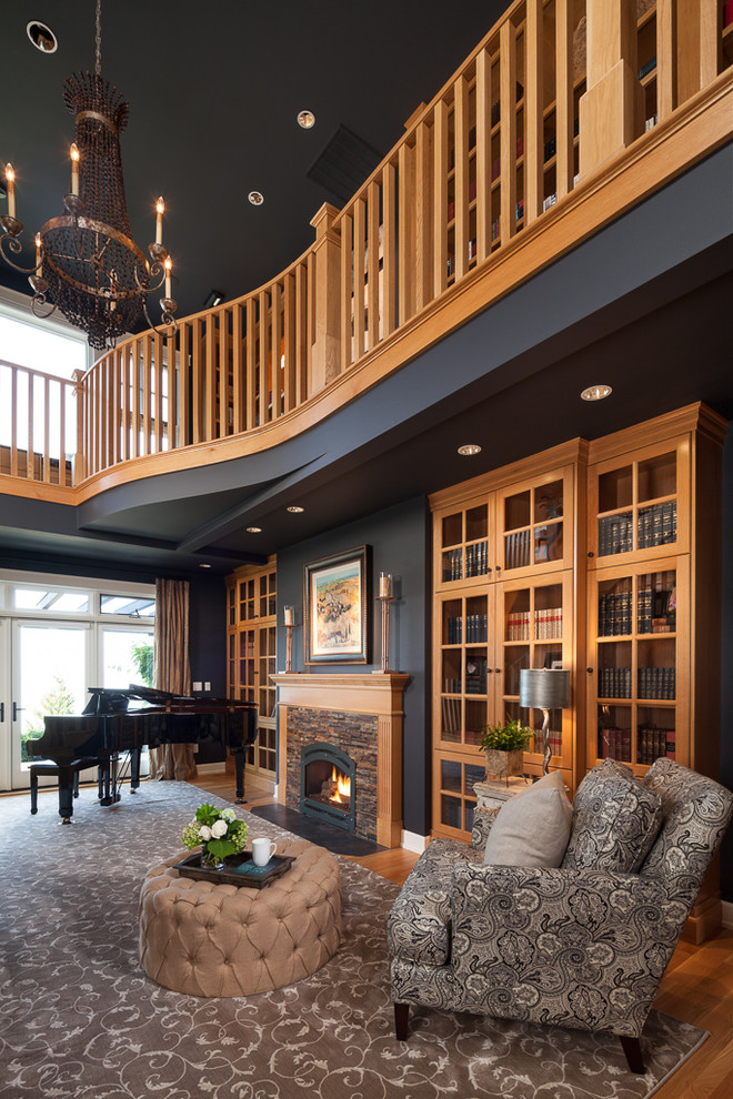 Example of a classic family room design in Seattle