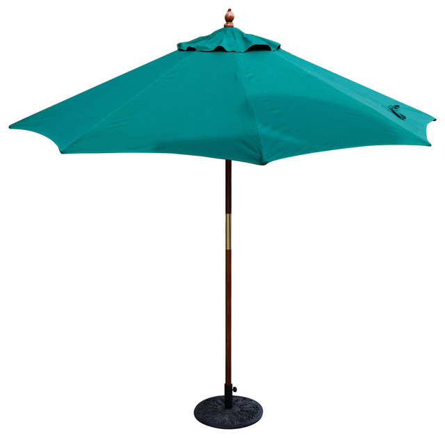 Commercial Grade 9 Ft Patio Umbrella With Forest Green Sunbrella