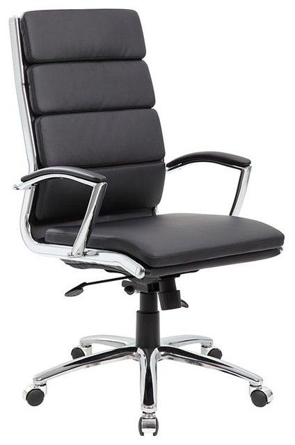 Black Faux Leather Office Chair Padded, Black Leather Office Chairs