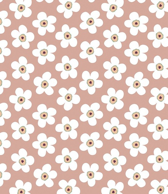 Lola Small Big Flower Rosewood PVC Tablecloth, 140x200 Cm