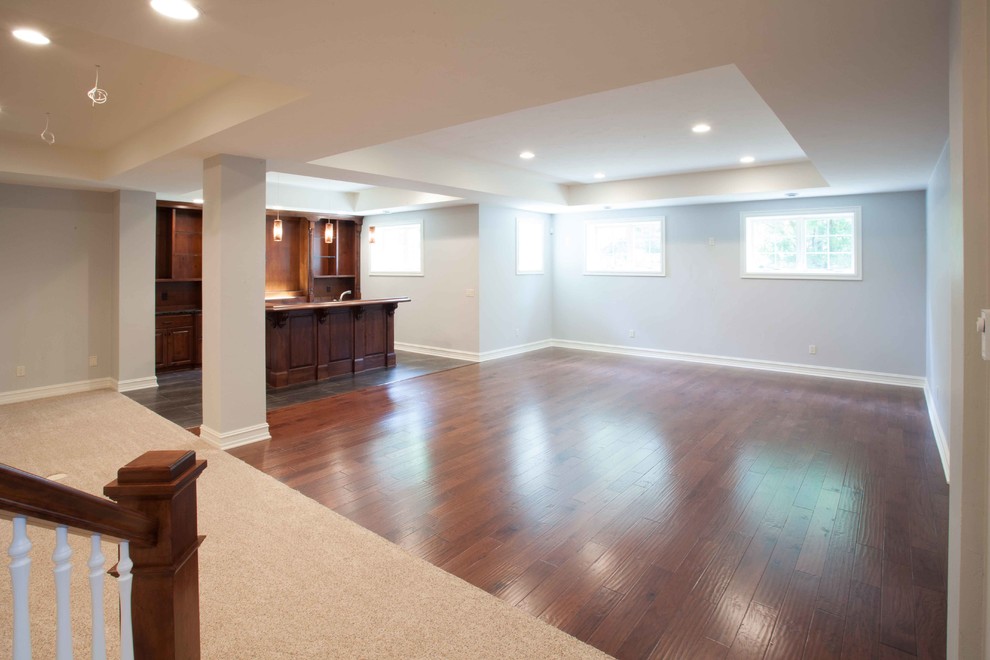 Inspiration for a transitional basement remodel in Milwaukee