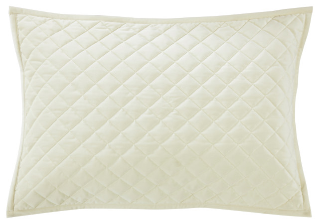 Velvet Diamond Quilted Pillow Sham Set, 2PC, Cream, King