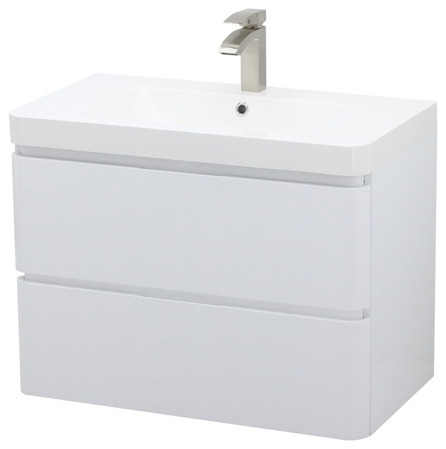 Windbay 31.5" Gloss White Wall Mount Bathroom Vanity
