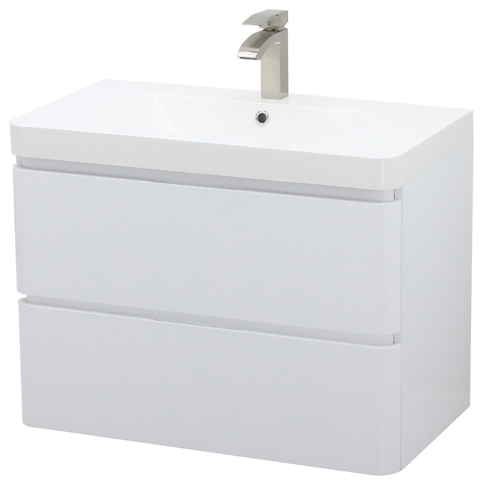Windbay 31.5" Gloss White Wall Mount Bathroom Vanity