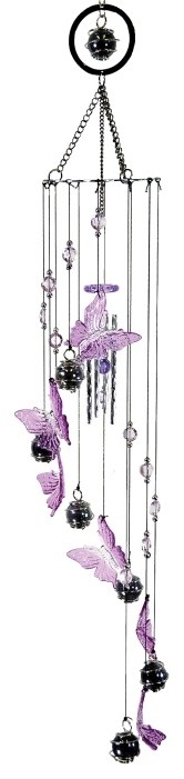 33 Inch Butterfly Design Acrylic Circle Top Mobile with Wind Chimes