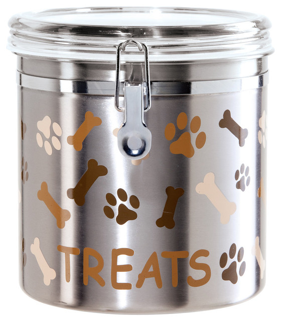 Oggi Corporation 130 Oz Stainless Steel Airtight Pet Treat Canister Contemporary Pet Bowls And Feeding By Jensen Byrd Co Inc Houzz