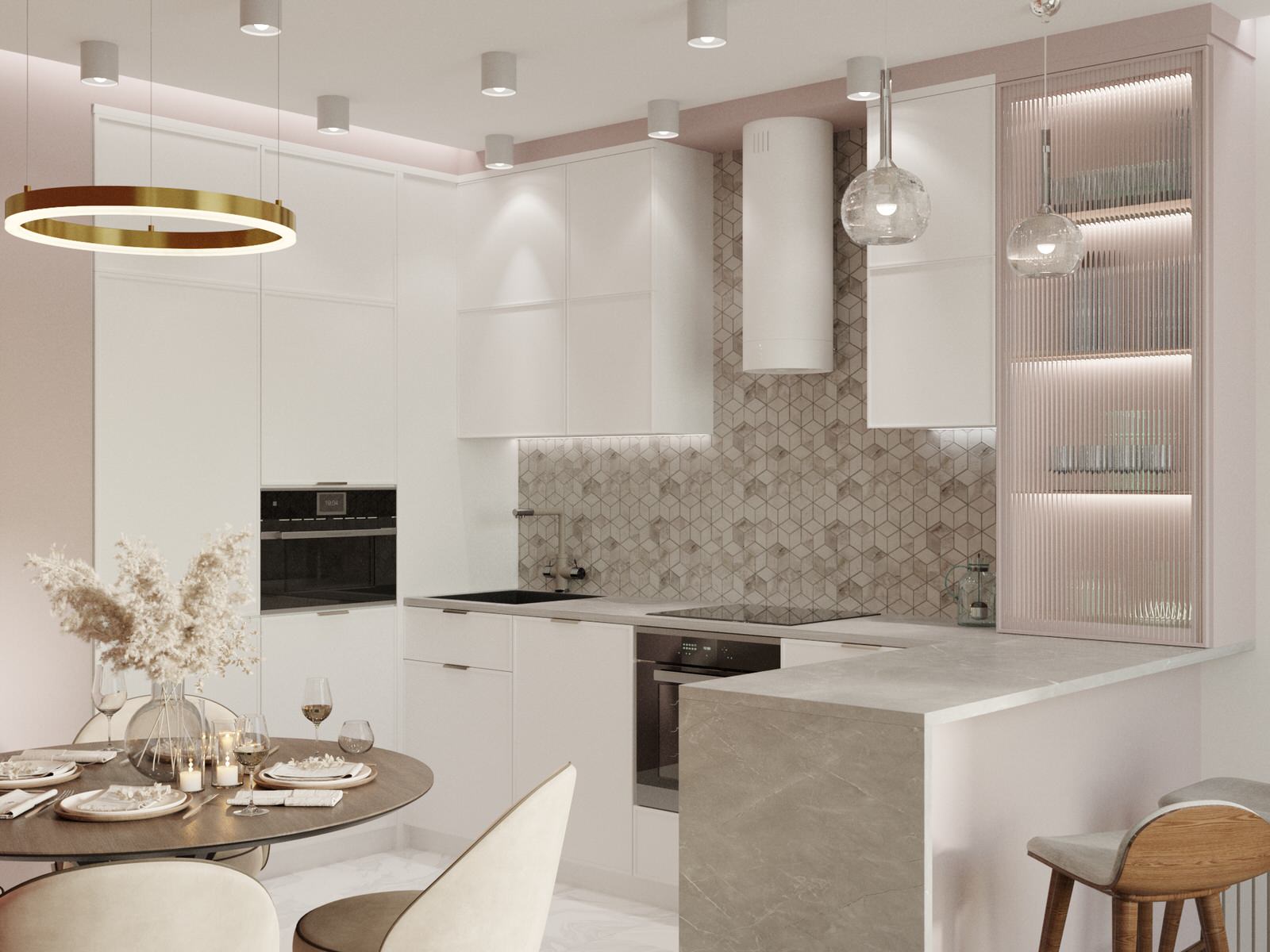 Кухня-гостиная в стиле контемпорари