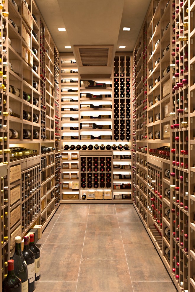 West Los Angeles Custom Wine Cellar Metal Bronze Racking and Custom