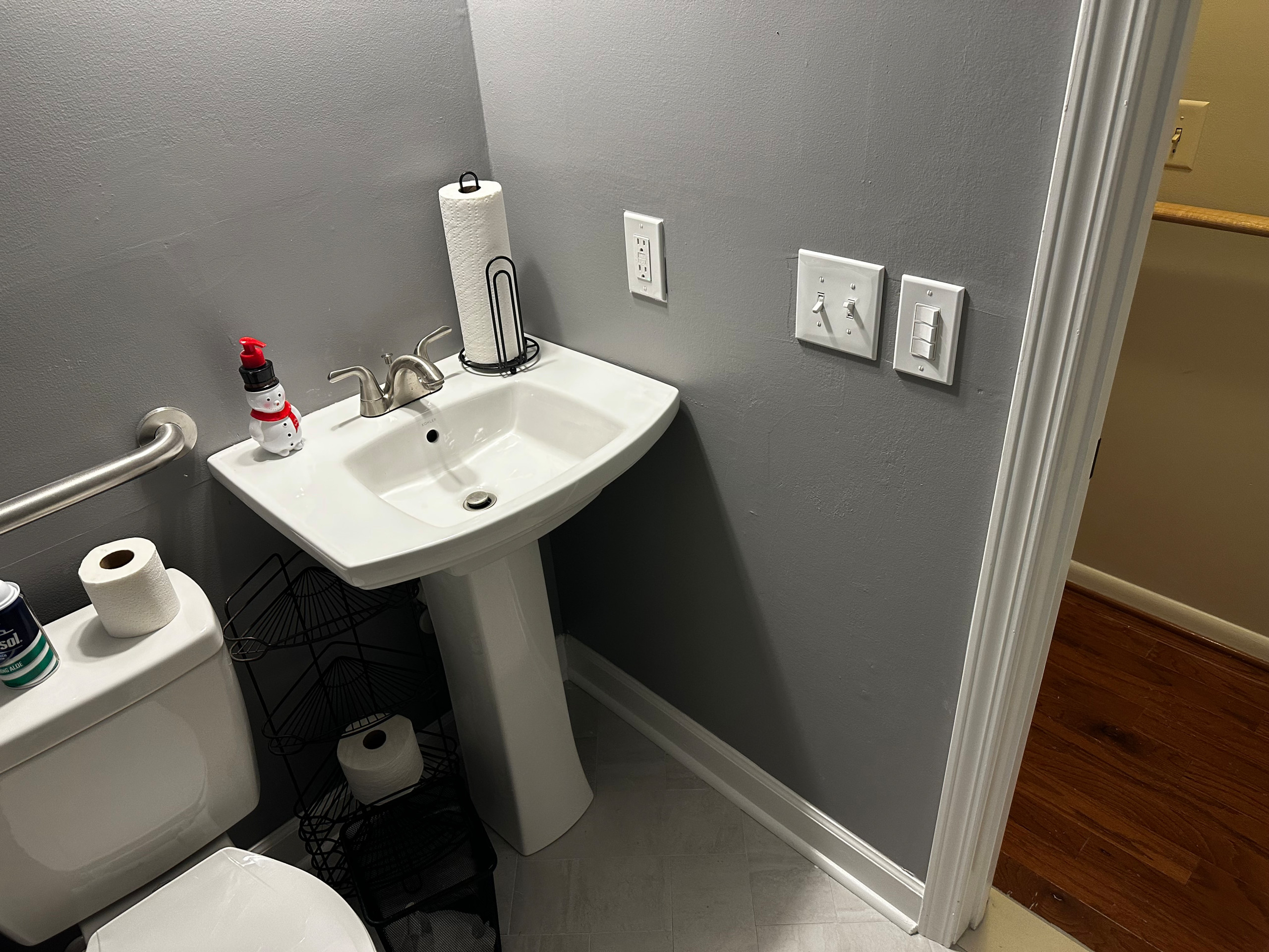 Inspiration for a modern powder room remodel in Atlanta