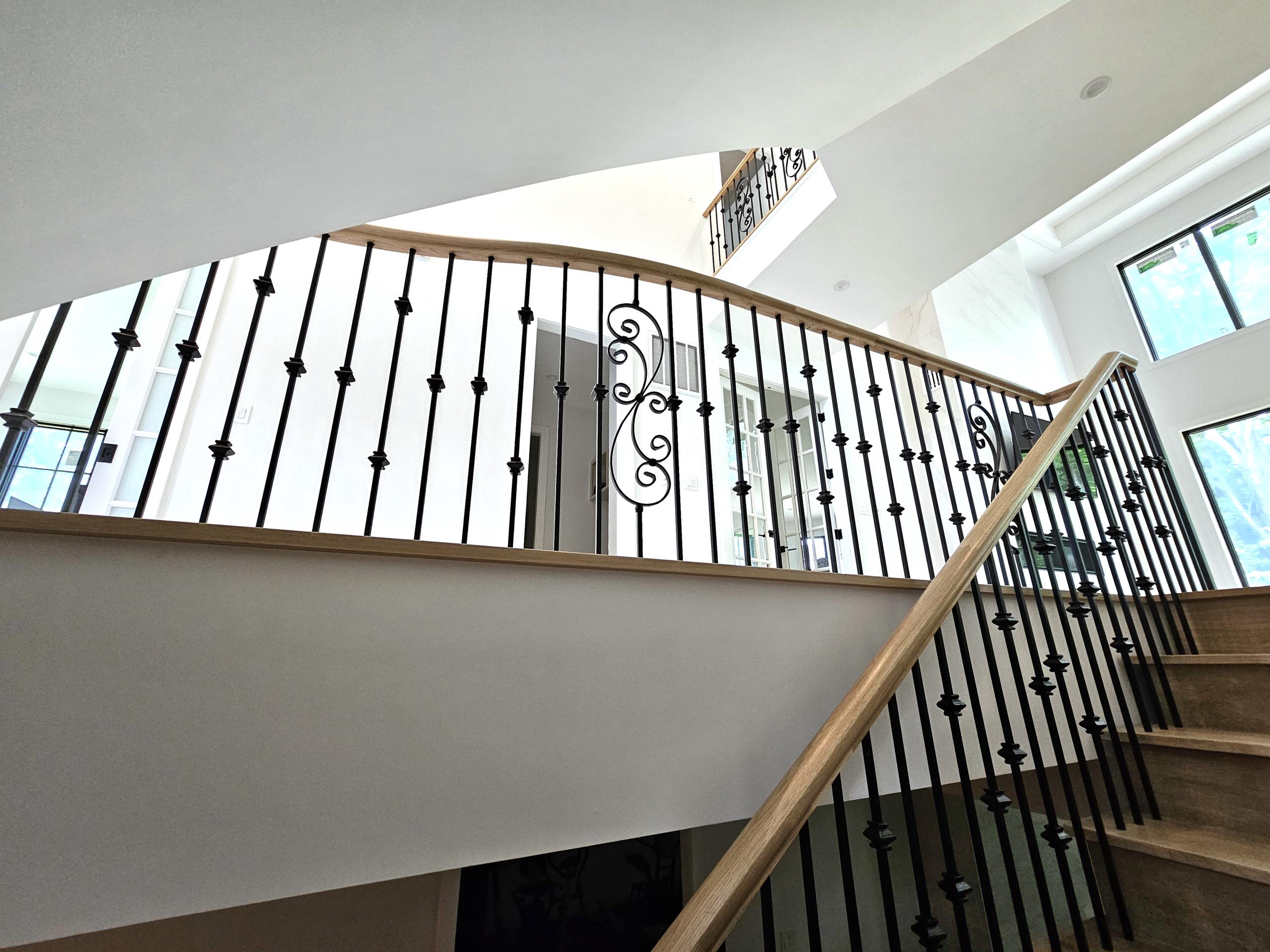 120_Luxurious White Oak Stair with Iron Balusters, Great Falls, 22066