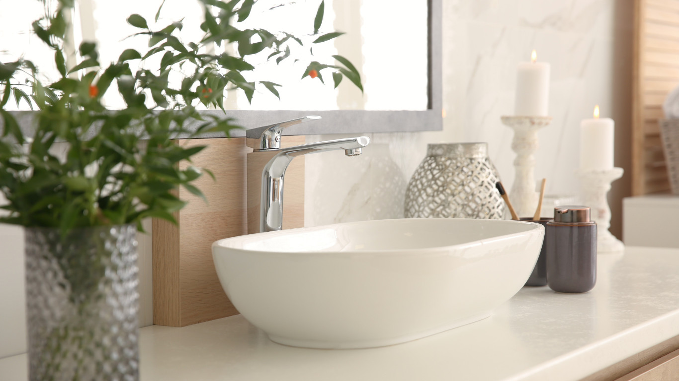 Warm Neutral Bathroom with Rustic Touches in Finchley