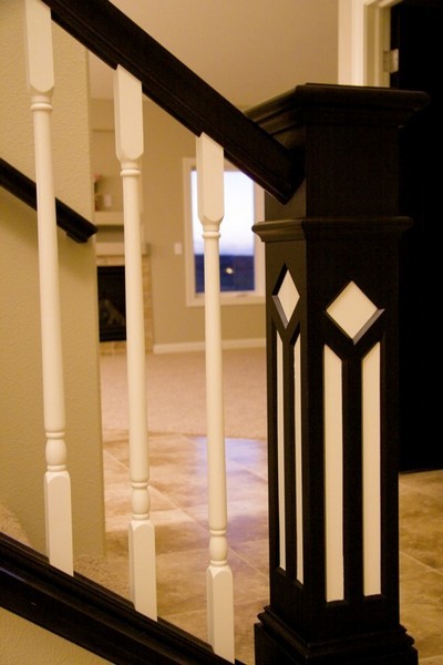 Inspiration for a carpeted straight ceramic tile staircase remodel with white walls and carpeted risers