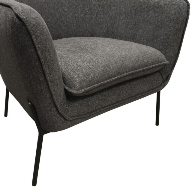 Status Grey Fabric Accent Chair Black Metal Legs Midcentury