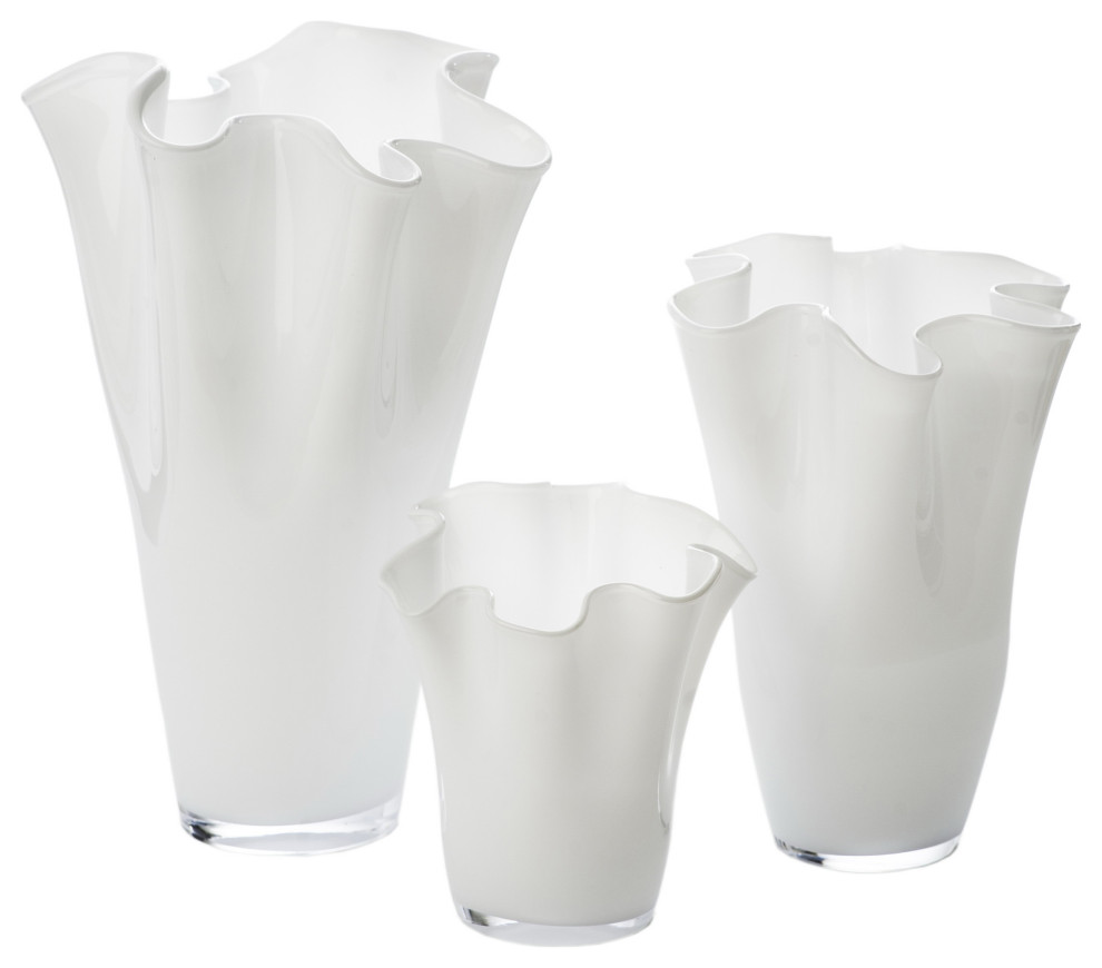 White Ruffle Vase, Large