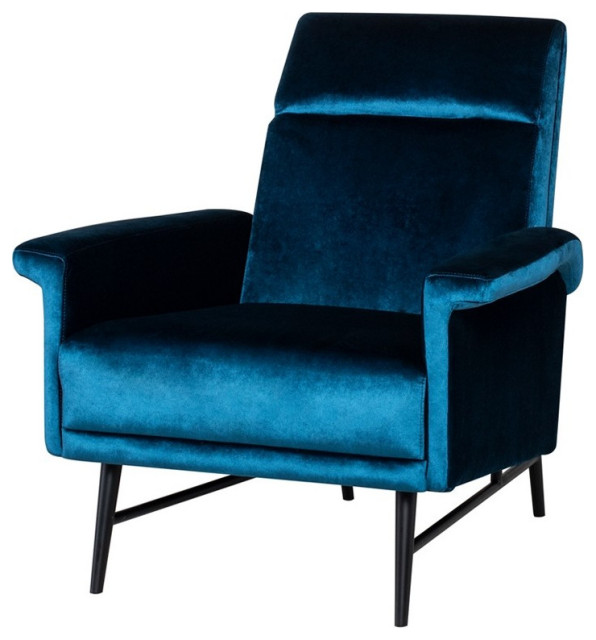 Calais Occasional Chair Midnight Blue Velour Midcentury Armchairs