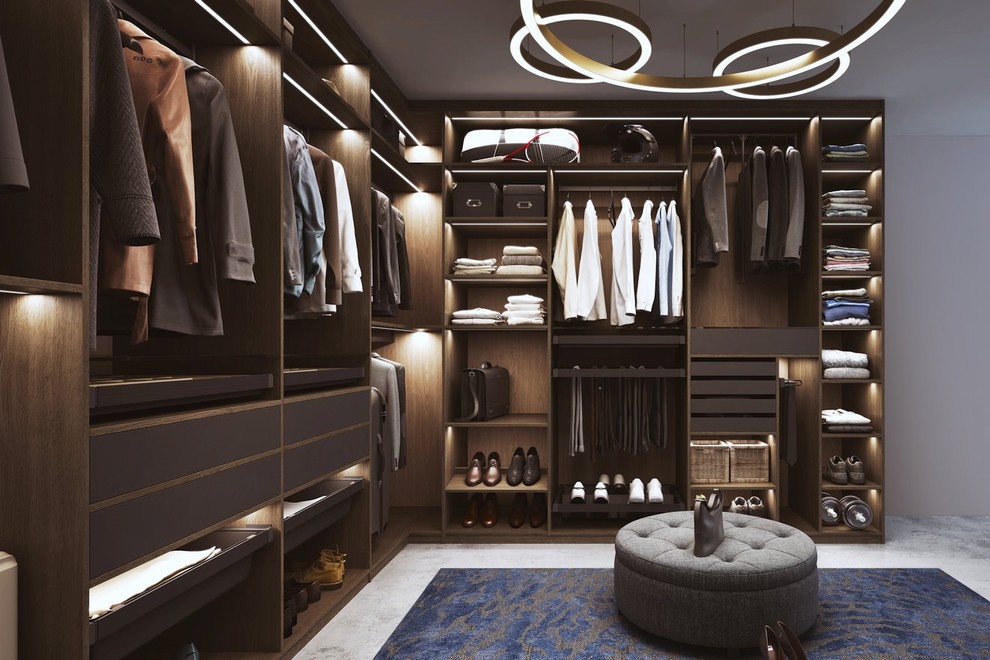 Inspiration for a contemporary walk-in wardrobe in Dusseldorf.