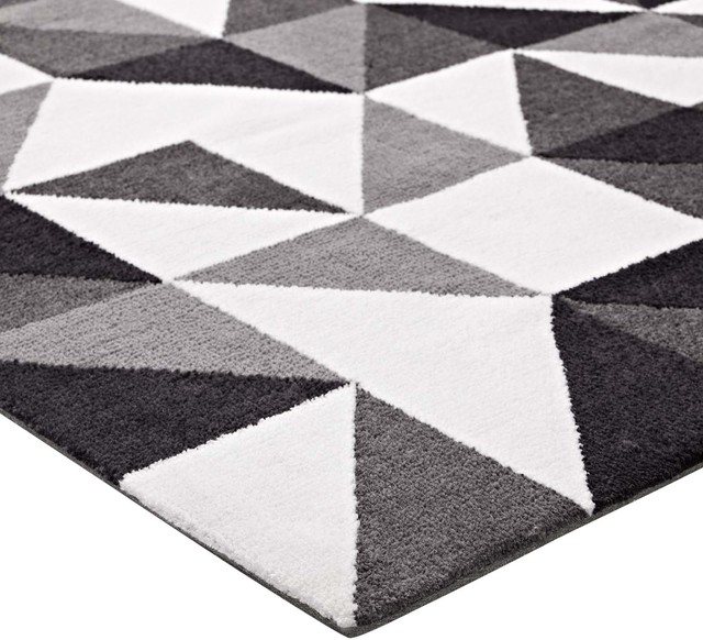 Modway Kahula Geometric Triangle Mosaic 8 X10 Area Rug Black Gray Modway Kahula Geometric Triangle Mosaic 8 X10 Area Rug Black Gray And White Contemporary Rugs By Xomart