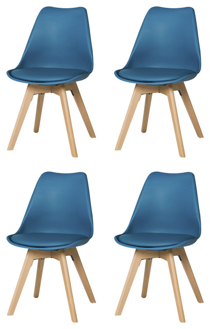 Urban Modern Dining Chairs, Set of 4, Blue