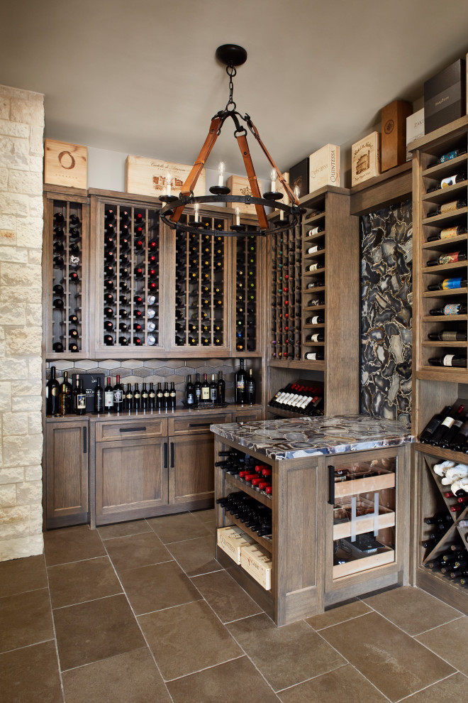 Inspiration for a transitional wine cellar in Dallas.