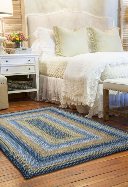 Homee Decor Sunflowers Farmhouse Cotton Braided Rug Homee Decor Sunflowers Cotton Braided Rug Blue 6 X9