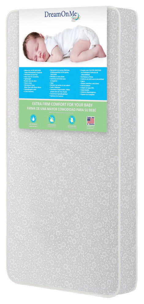 Dream On Me, Orthopedic Extra Firm Foam Standard Crib Mattress, Gray