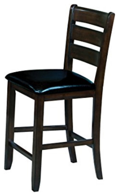 Ergode Counter Height Chair, Set of 2, Black Pu and Espresso