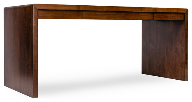 Waterfall 3 Drawer Desk Maple Transitional Desks And Hutches By Woodcraft Furniture Houzz