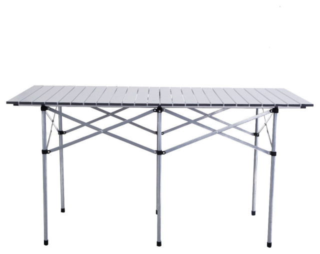 Costway Roll Up Portable Folding Camping Aluminum Picnic Table w/Bag