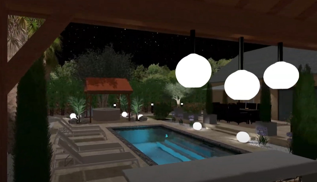 Jardin avec jeu de lumière