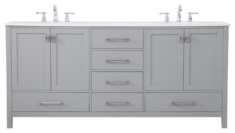 Elegant Decor VF18872DGR 72 inch Double Bathroom Vanity in Gray