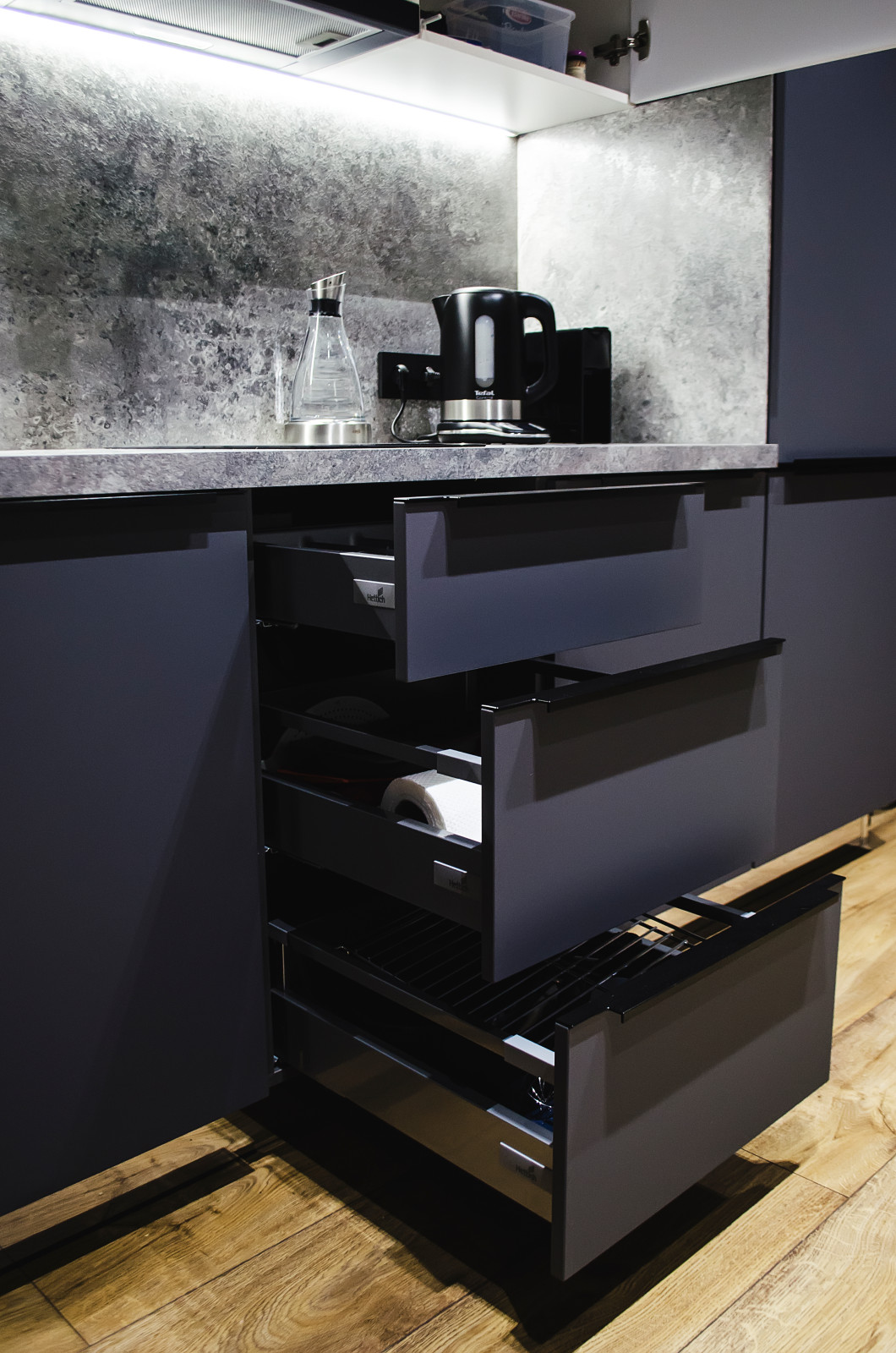 Monochrome apartments for young man on 24th floor