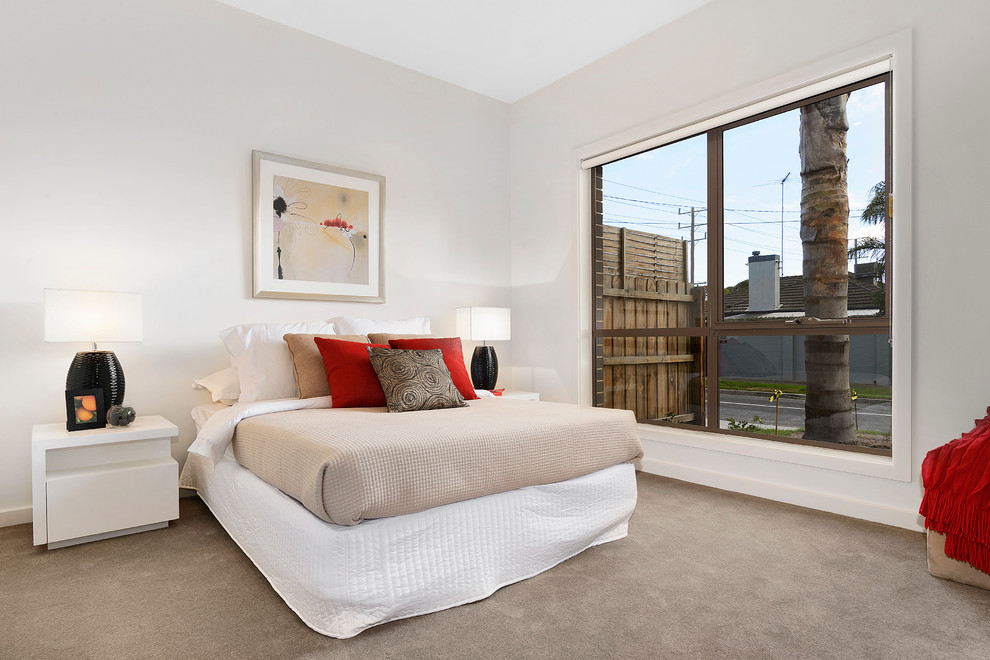 Photo of a contemporary bedroom in Melbourne.
