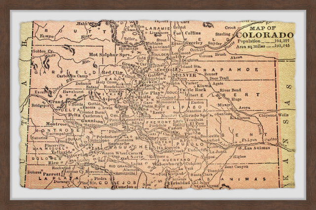"Map of Colorado" Framed Painting Print, 30"x20" - Contemporary ...