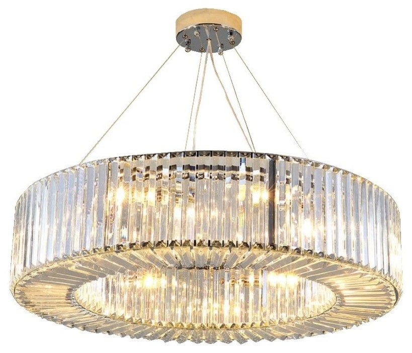 drum chandelier with crystals