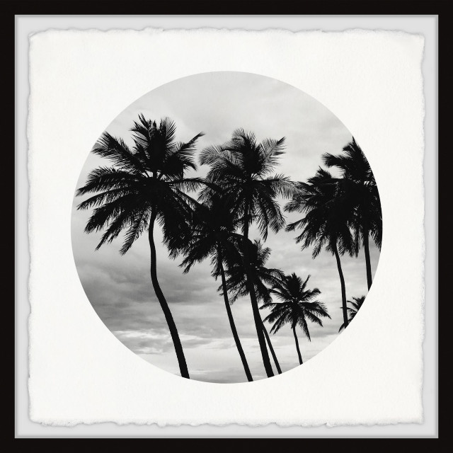 "Black Palm Trees" Framed Painting Print, 32"x32" Tropical Prints