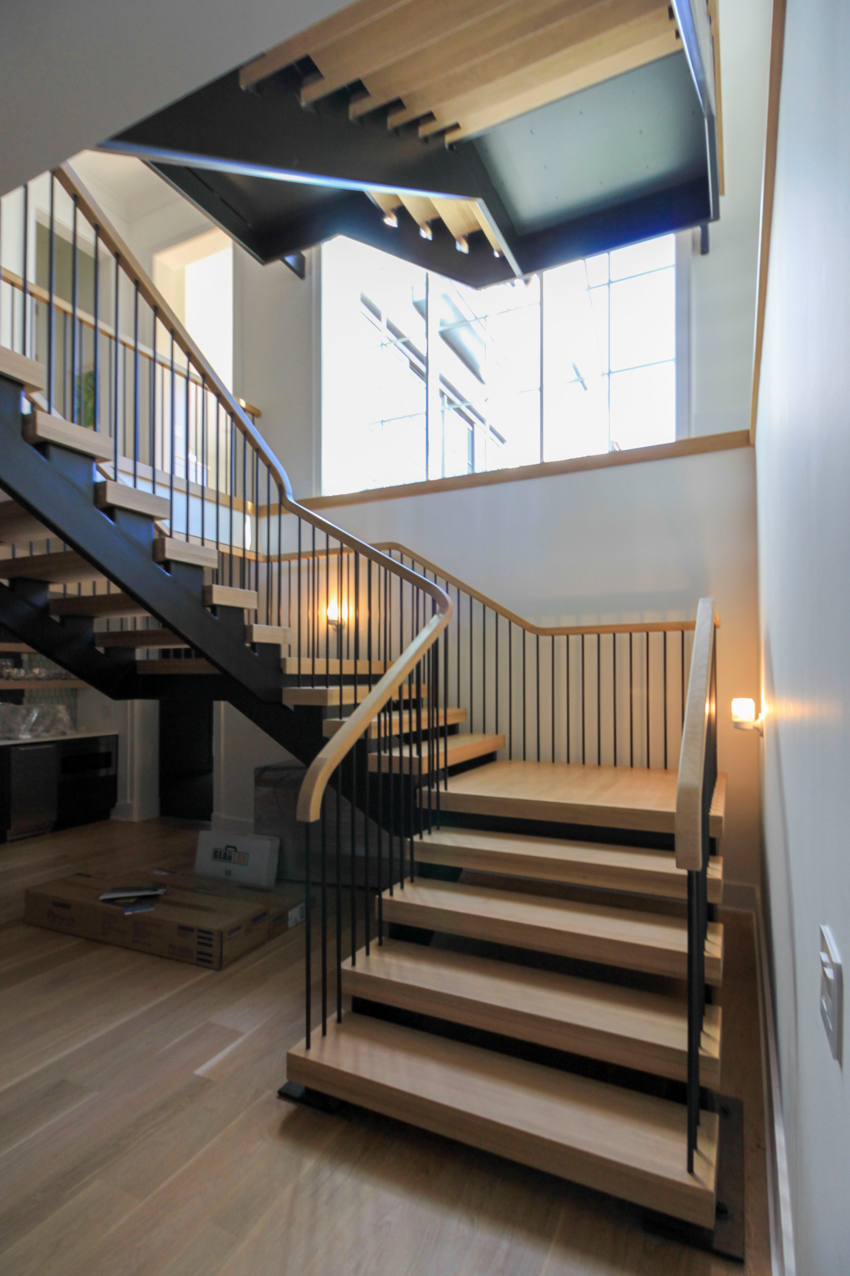 96_Dramatic cantilevered no-riser staircase, Bethesda, MD 20814