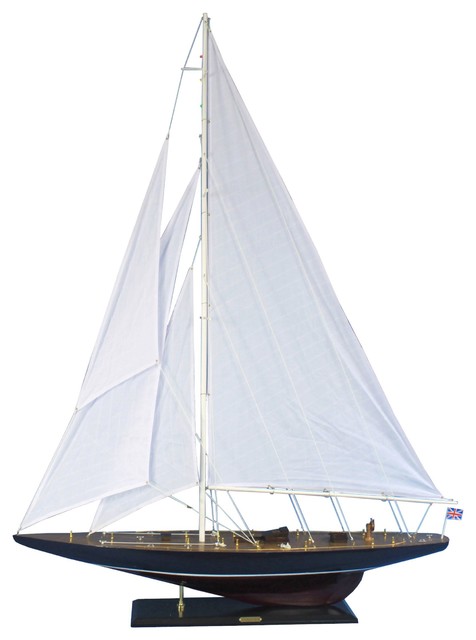 Wooden White 27/" Intrepid Limited Decoration Model Sailboat Fully Assembled