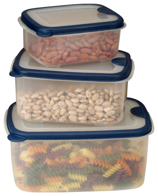 Plastic Food Containers 6 Piece Set Rectangular Lids - Contemporary