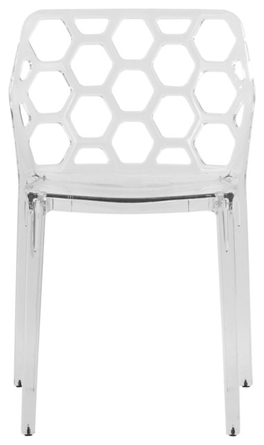 Leisuremod Dynamic HoneyComb Design Dining Chair, Clear