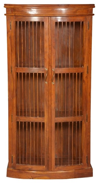 Wild West Acacia Wood Wooden Bars Curio Display Cabinet Wild West Acacia Wood Wooden Bars Curio Display Cabinet Traditional China Cabinets And Hutches By Sierra Living Concepts