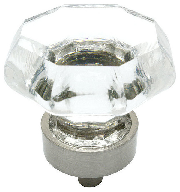 cosmas 5268sn-c satin nickel and clear glass cabinet knob