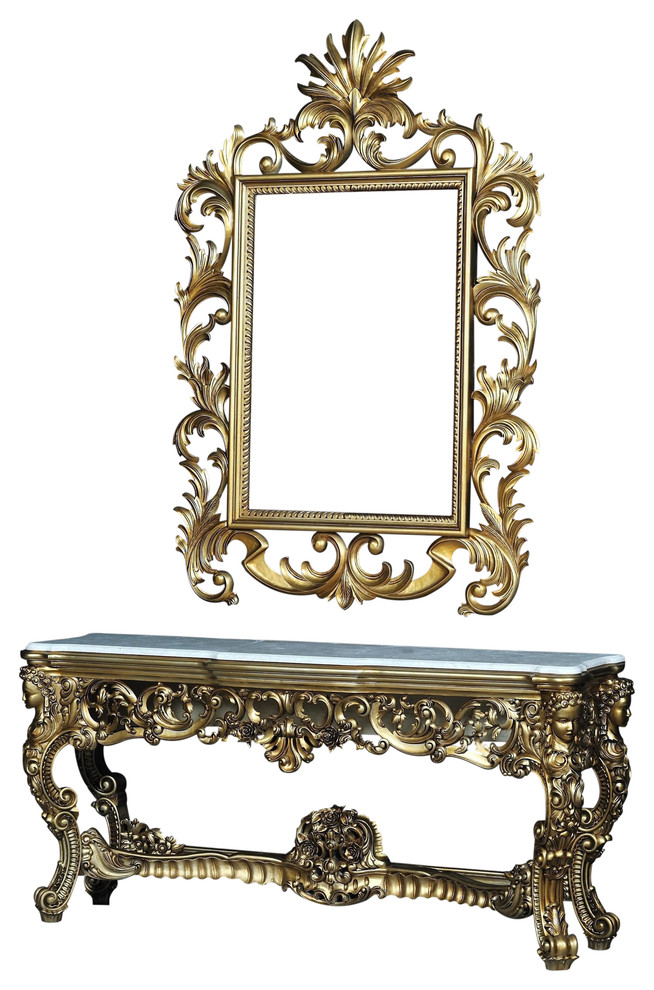 Ambrogio Victorian Console Table With Mirror Victorian Console Tables By Usa Furniture Warehouse Houzz