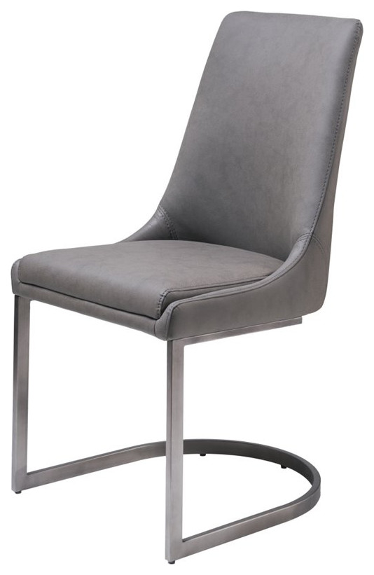 Modus Oxford Faux Leather Dining Side Chair in Distressed Basalt Gray (Set of 2)